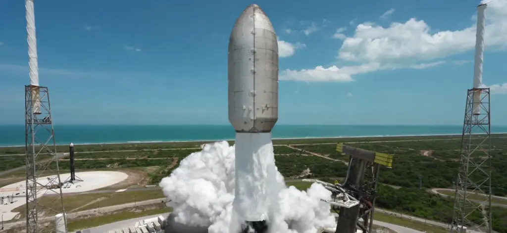 A SpaceX Falcon 9 rocket launches on a Starlink mission...