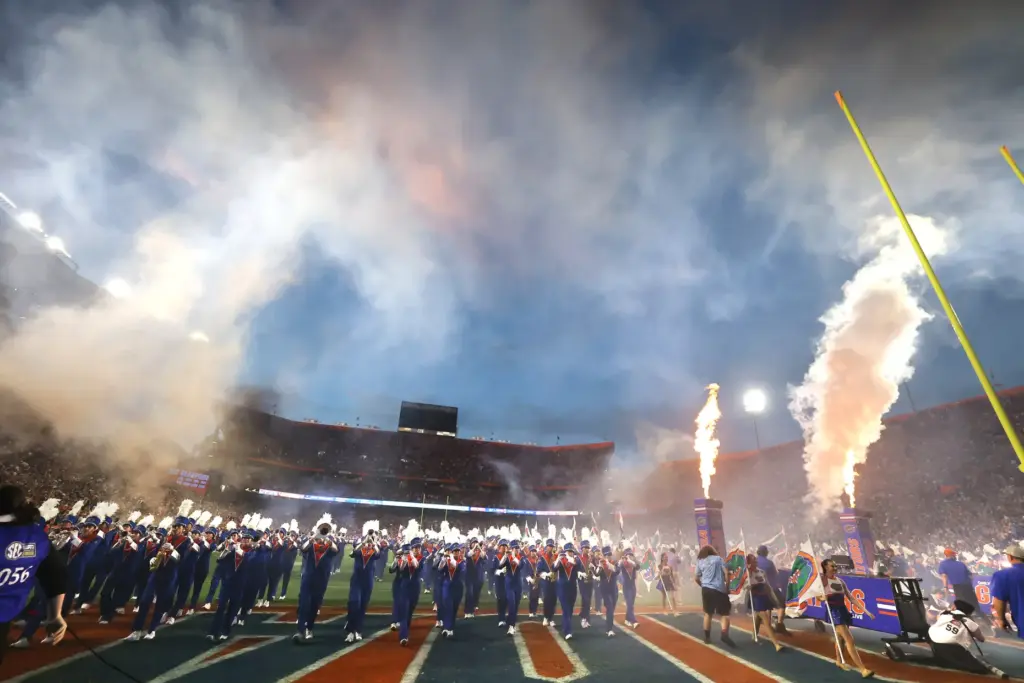 Smoke fills the air before the Florida Atlantic University at...