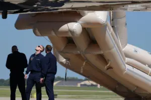 Air Force One’s inflatable slide temporarily delays Trump’s departure for GOP soiree in Texas
