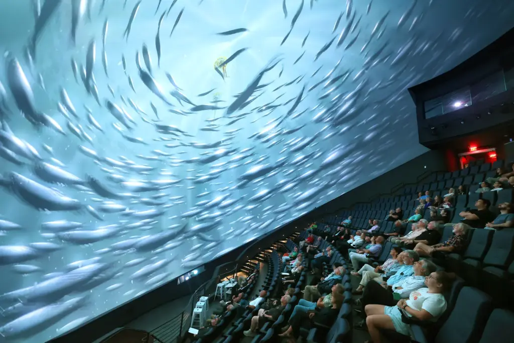 A dazzling projection show is shown during the Orlando Sentinel...