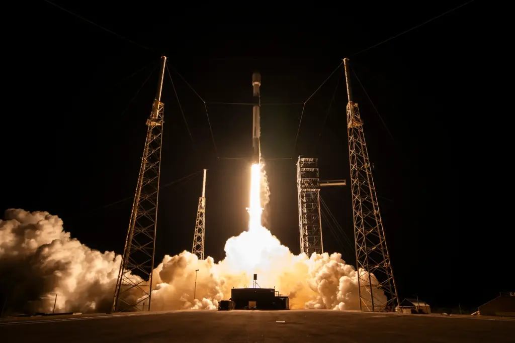 A SpaceX Falcon 9 rocket launches from Cape Canaveral Space...