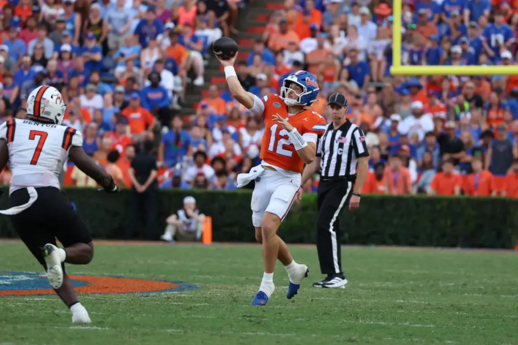 Florida receiver Vernell Brown III returns a punt for a...