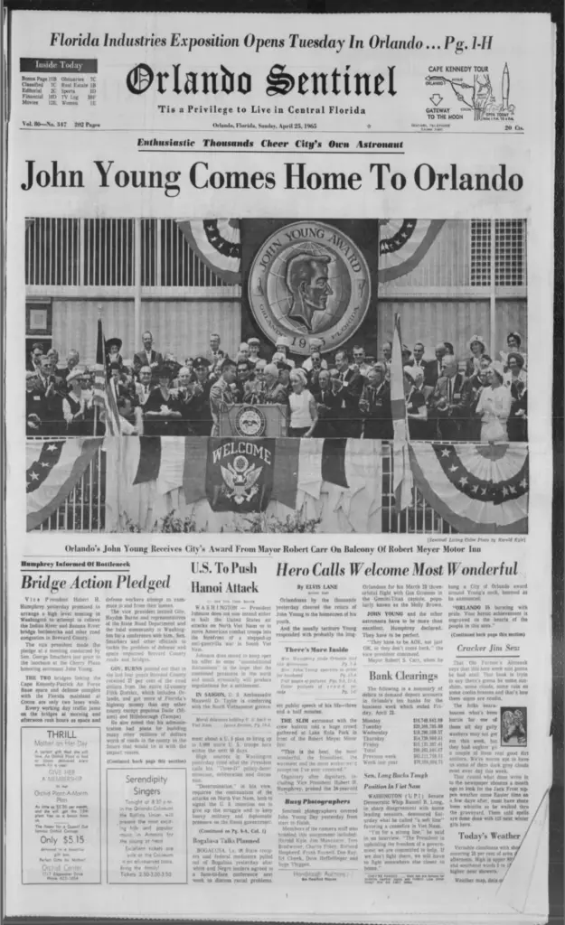 The front page of the Orlando Sentinel from Sunday April...