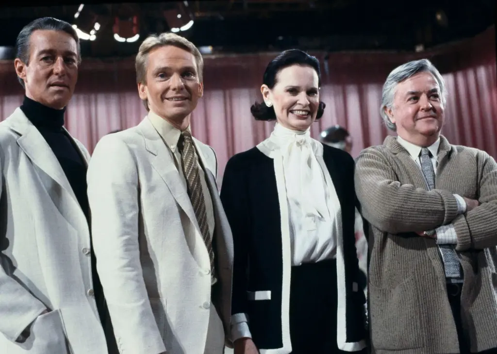 FILE – Fashion designers, from left, Halston, Bob Mackie, Gloria...