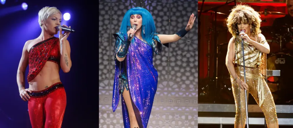 This combination of photos show Bob Mackie fashion on, from...
