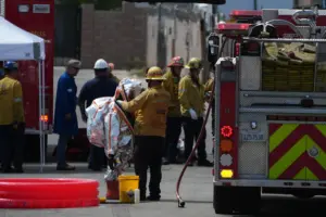 Southern California authorities respond to a leak of an unknown chemical from a tank
