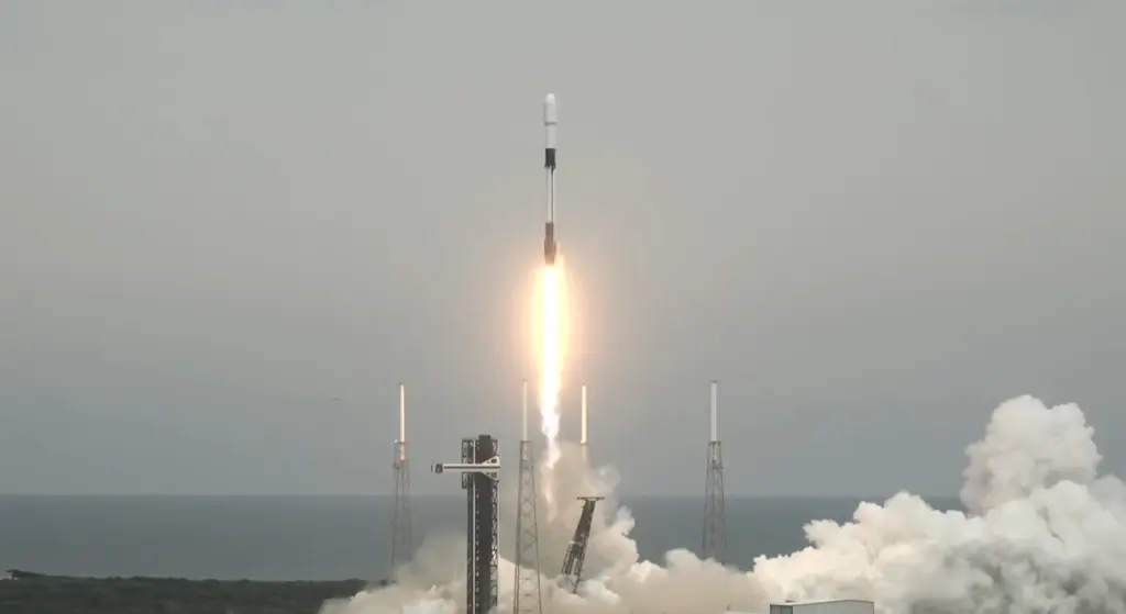 A SpaceX Falcon 9 rocket launches from Cape Canaveral Space...