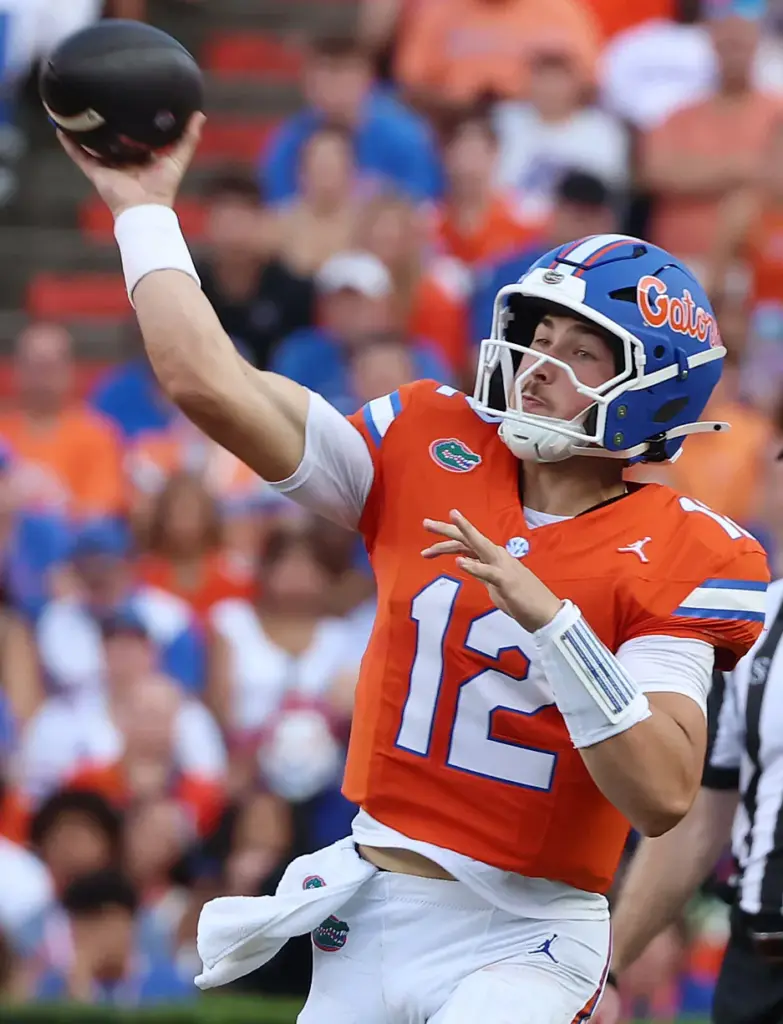 Florida qurterback Aaron Philo throws during the Campbell University at...
