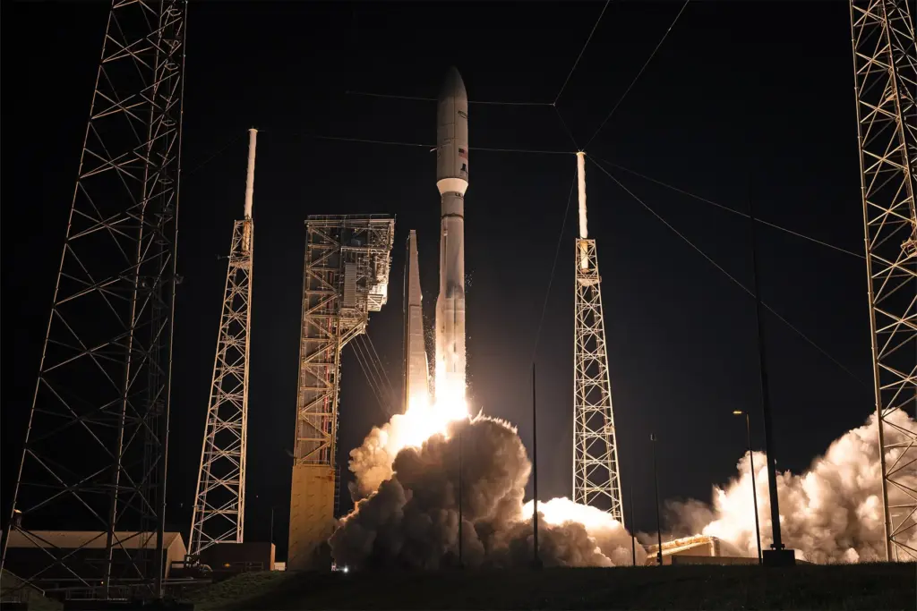 A United Launch Alliance Atlas V rocket on the Amazon...
