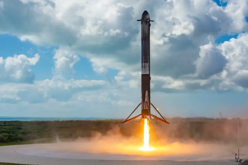 One of the two side boosters from a SpaceX Falcon...