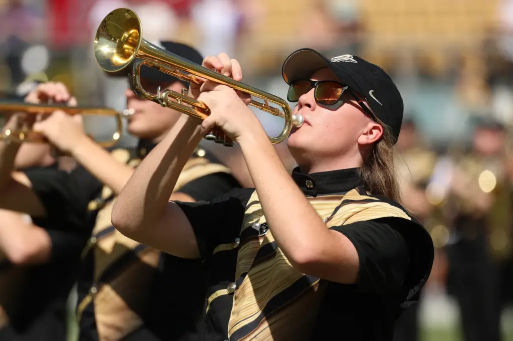 The UCF band plays during the TCU at UCF football...