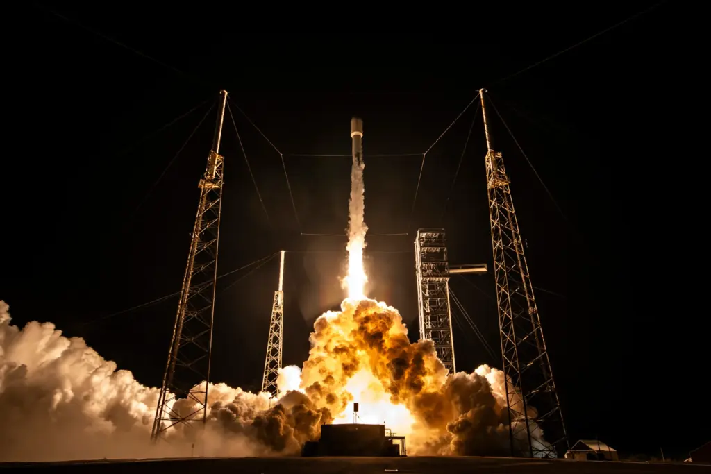 A SpaceX Falcon 9 on the EchoStar XXV mission launches...