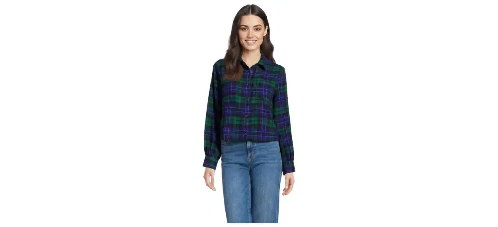 Lands' End Women's Cropped Flannel Shirt