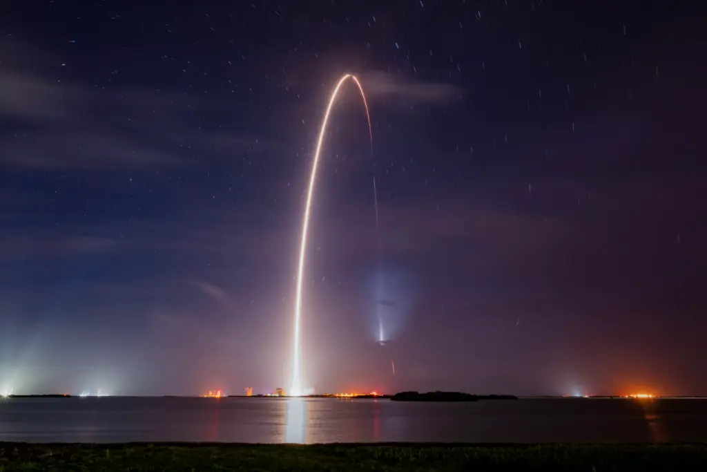A SpaceX Falcon 9 rocket launches with 29 Starlink satellites...