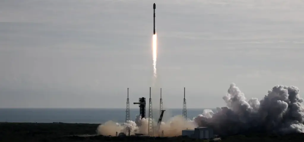 A SpaceX Falcon 9 rocket launches from Cape Canaveral Space...