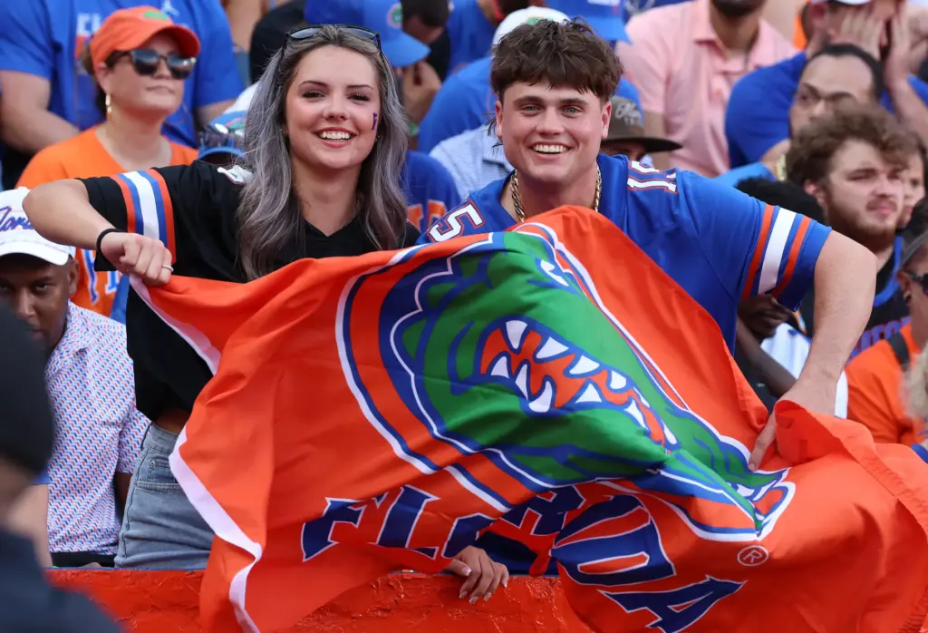 Florida fans cheer during the Campbell University at University of...