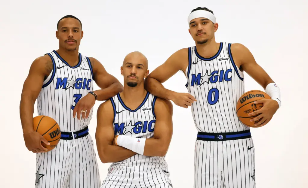 Left to Right, Orlando Magic Guards: Desmond Bane (3); Jalen...