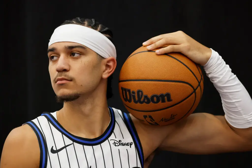Orlando Magic Guard Anthony Black (0) poses for photos during...