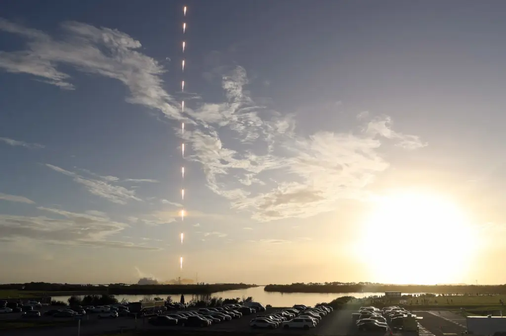 Time-lapse composite image of the launch of NASA's Nancy Grace...