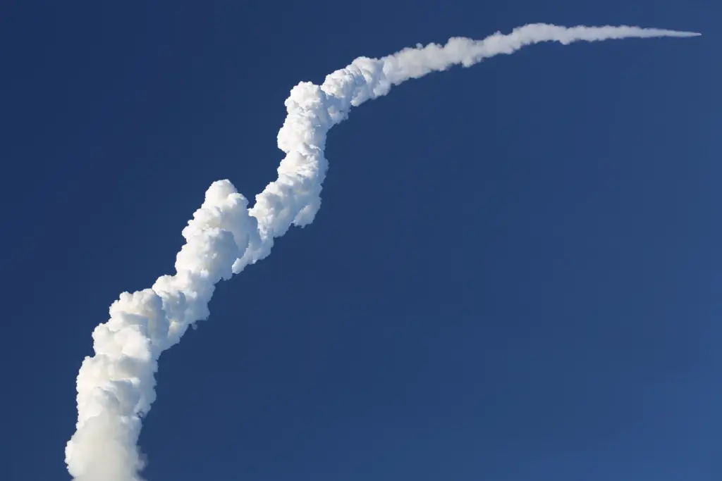 The Space Launch System rocket topped with the Orion capsule...