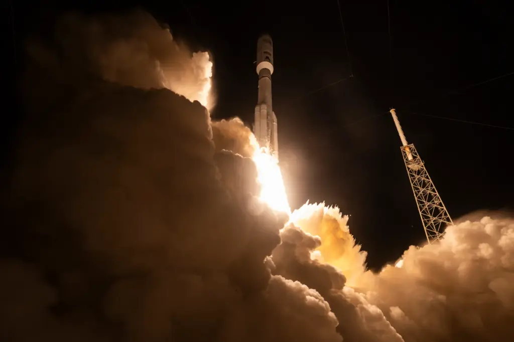 A United Launch Alliance Atlas V rocket on the Amazon...