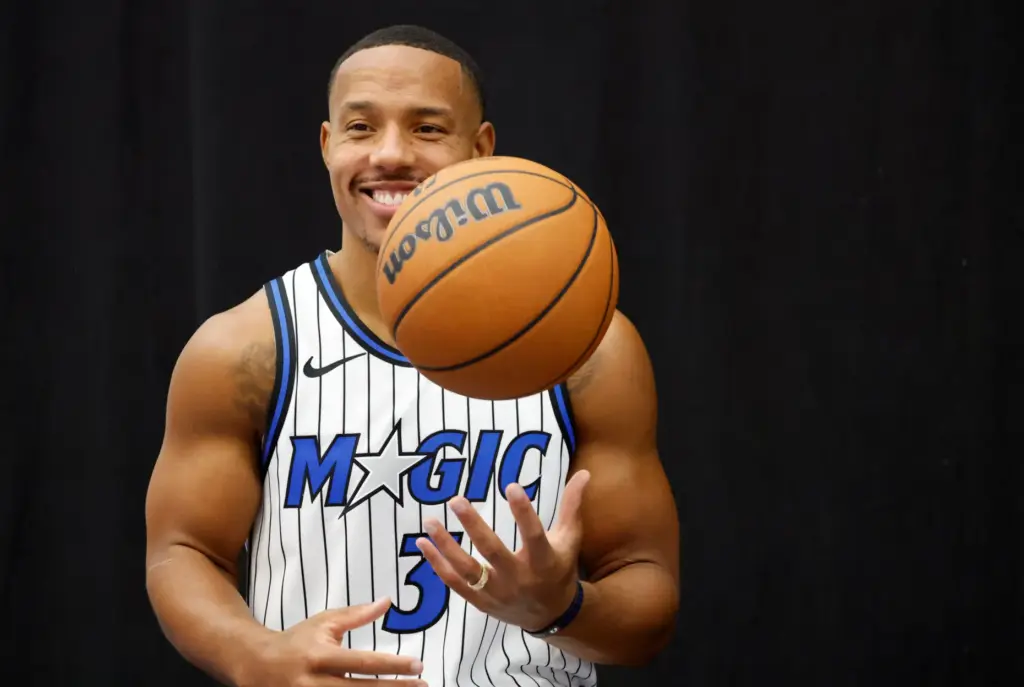 Orlando Magic Guard Desmond Bane (3) poses for photos during...