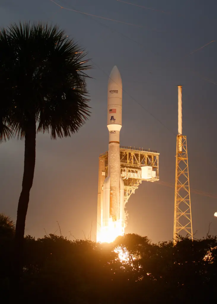 A United Launch Alliance Atlas V rocket on the Amazon...