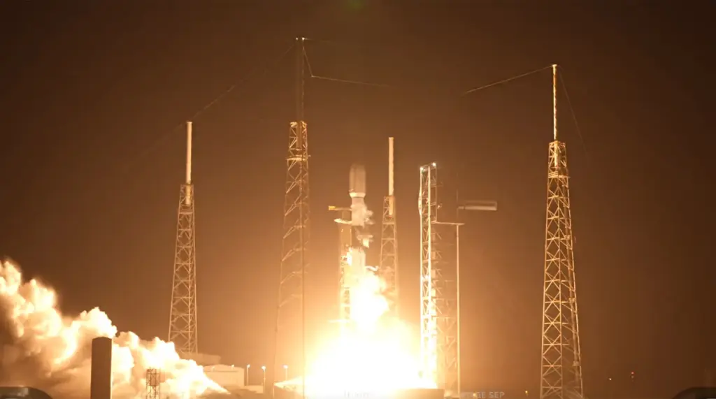 A SpaceX Falcon 9 rocket launches from Cape Canaveral Space...