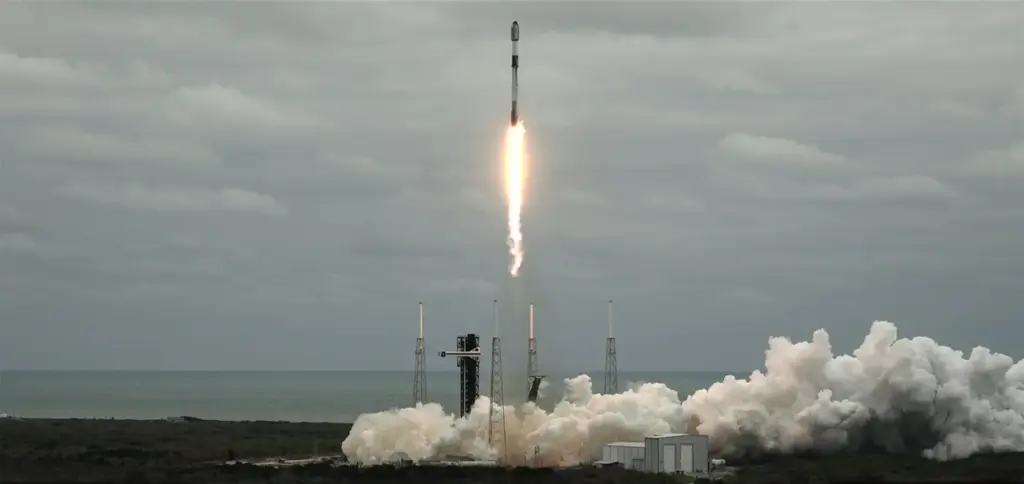 A SpaceX Falcon 9 rocket launches from Cape Canaveral Space...