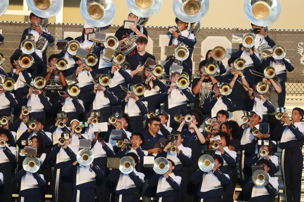 The Lake Nona band plays during the St. Cloud High...