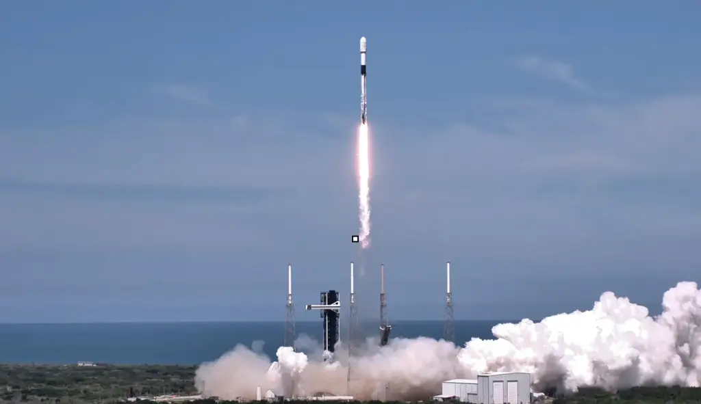 A SpaceX Falcon 9 launches on the mPOWER-F mission with...