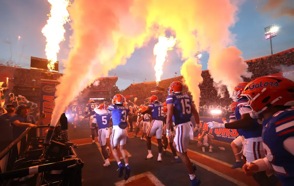 Florida players enter the field for the Florida Atlantic University...