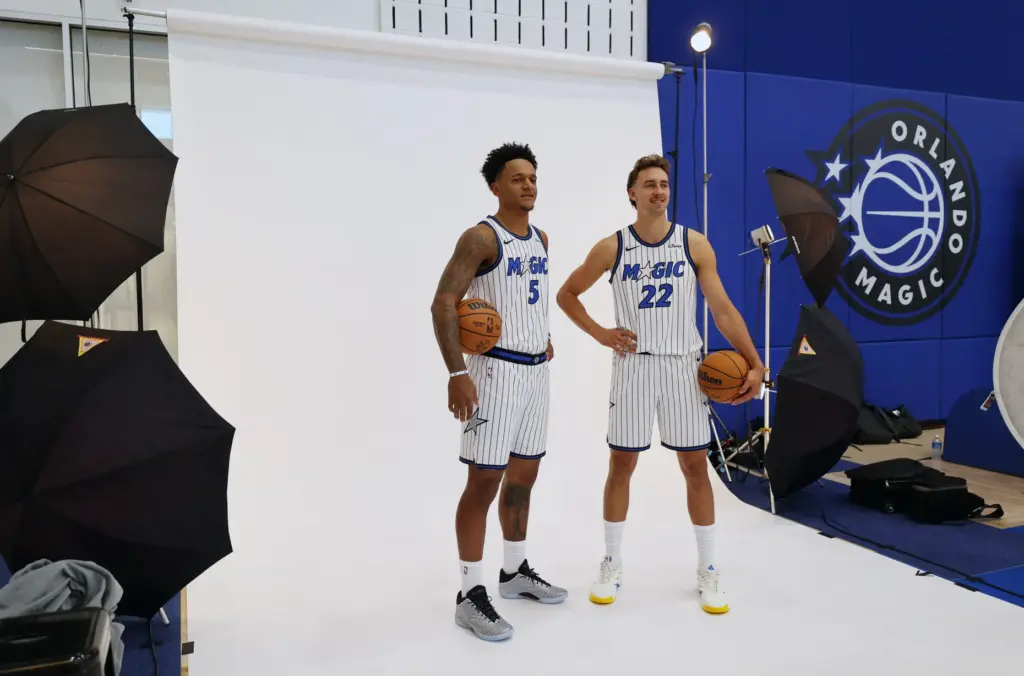 Left to Right, Orlando Magic Forwards Paolo Banchero and Franz...