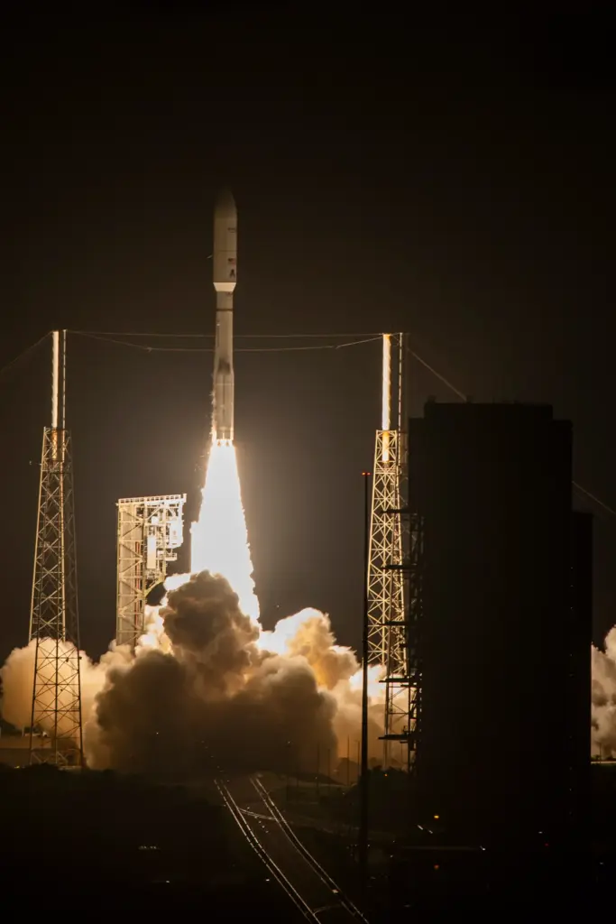 A United Launch Alliance Atlas V rocket on the Amazon...