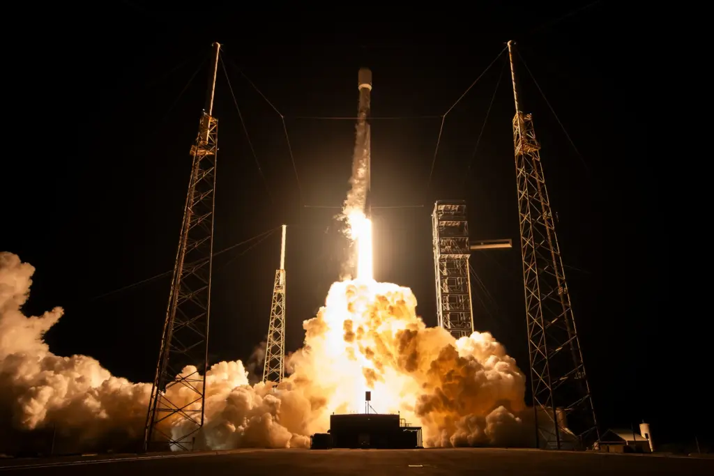A SpaceX Falcon 9 rocket launches three satellites for Texas-based...
