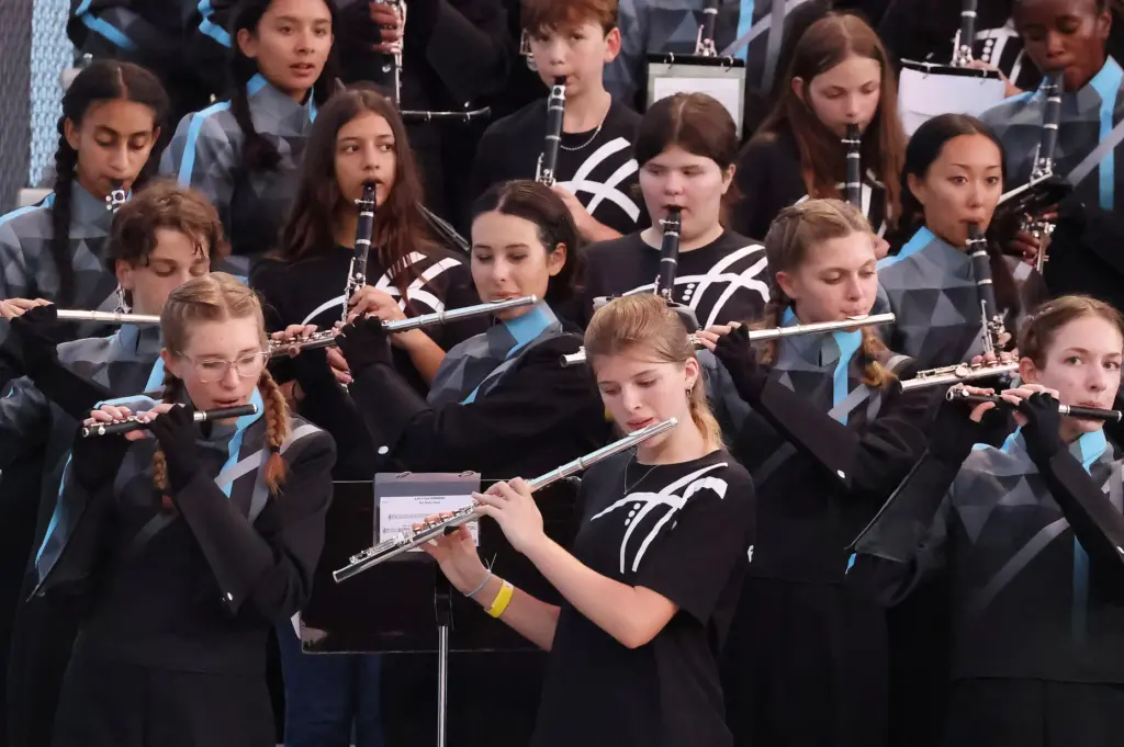 The Hagerty band performs during the Oviedo High at Hagerty...