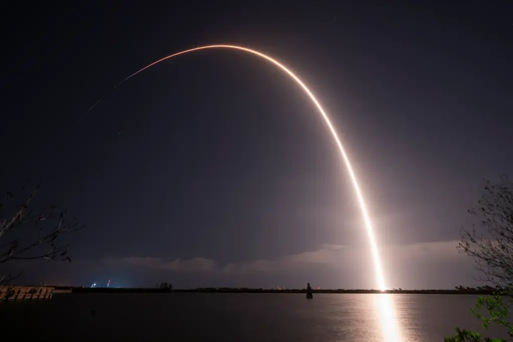 A SpaceX Falcon 9 rocket launches from Cape Canaveral Space...