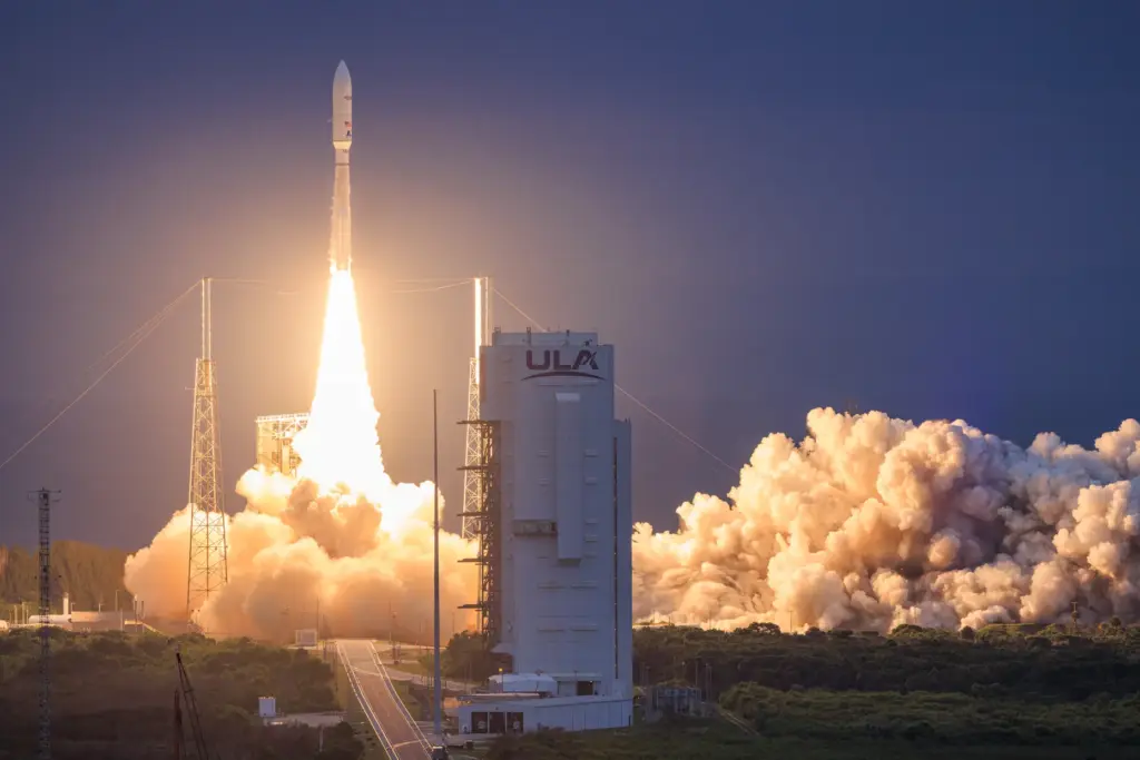 A United Launch Alliance Atlas V rocket on the Amazon...