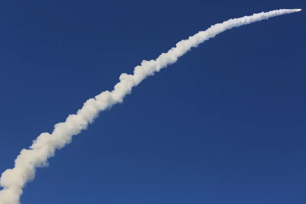 The Space Launch System rocket topped with the Orion capsule...