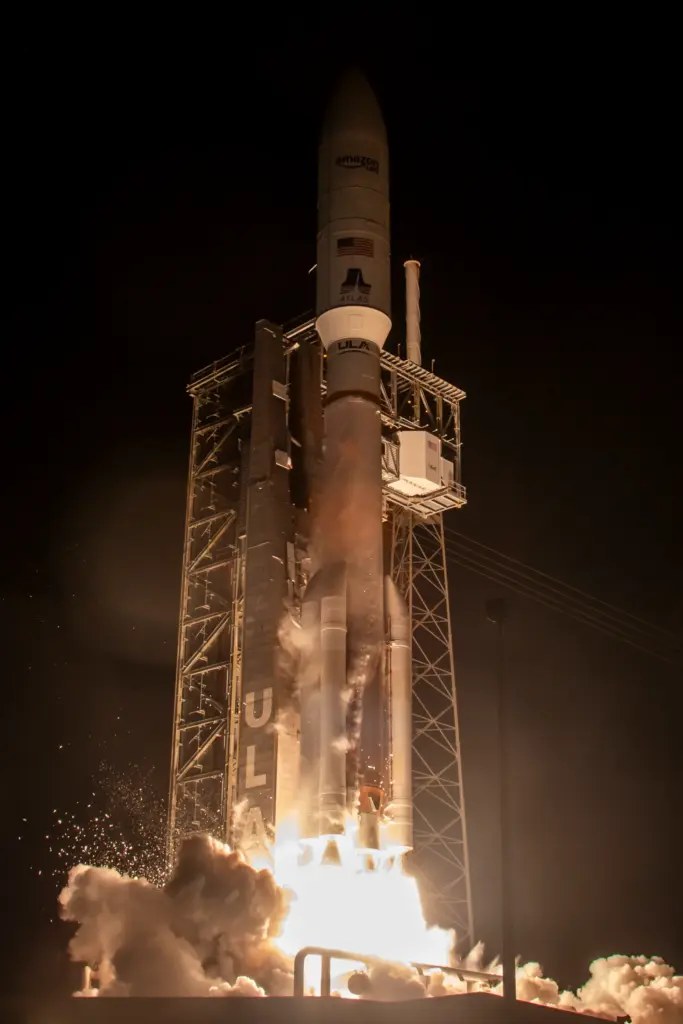 A United Launch Alliance Atlas V rocket on the Amazon...