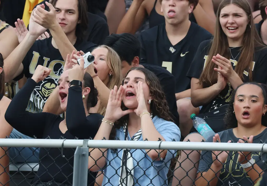 UCF fans cheer during the Bethune-Cookman at University of Central...