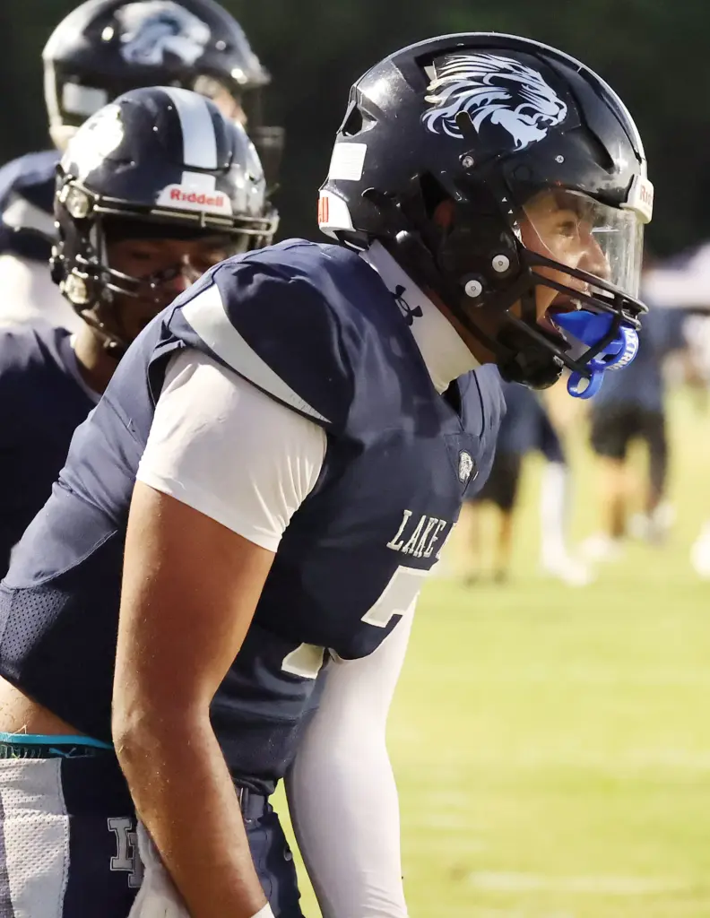 Lake Nona quarterback Elijah Nickerson (7) celebrates after a touchdown...