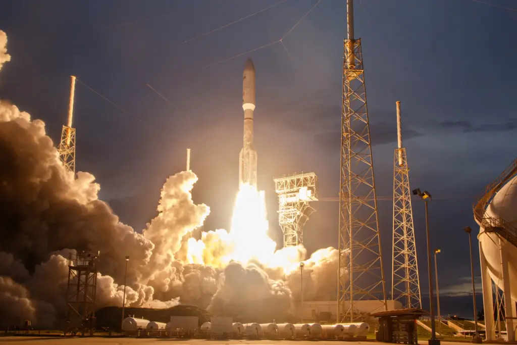 A United Launch Alliance Atlas V rocket on the Amazon...