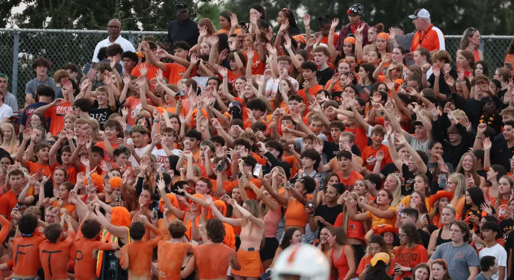 Oviedo students cheer during the Oviedo High at Hagerty High...