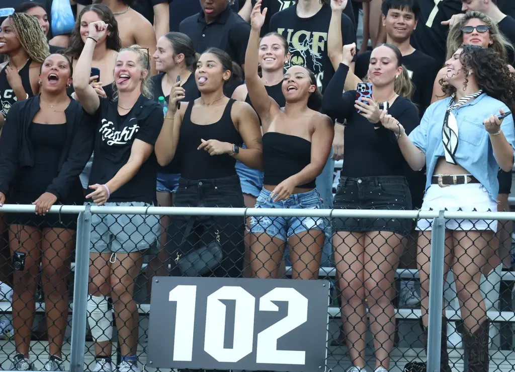 UCF fans cheer during the Bethune-Cookman at University of Central...