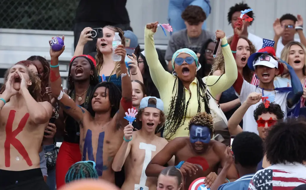 Students cheer during the Jones High at Ocoee High varsity...