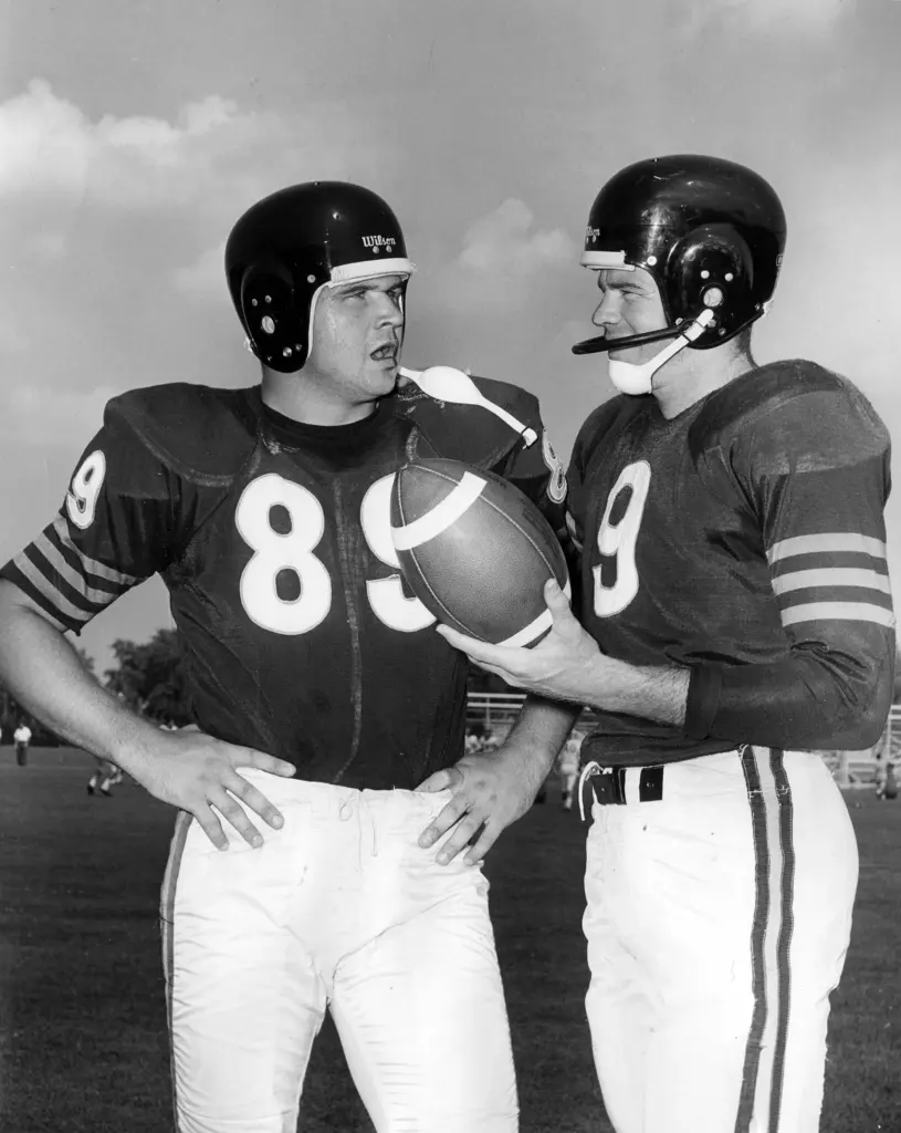 Bill Wade, right, the quarterback obtained by the Chicago Bears...