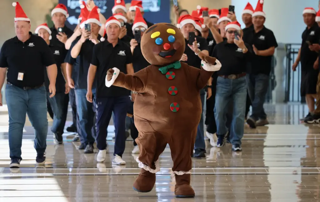A gingerbread man leads the way Tuesday, Oct. 20, 2026...