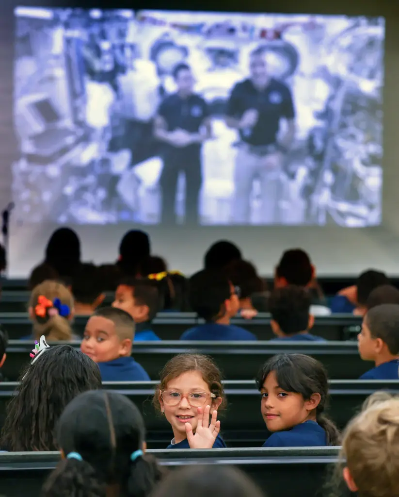 A student in Sally Ride Elementary Schoolâs Aviation and Aerospace...