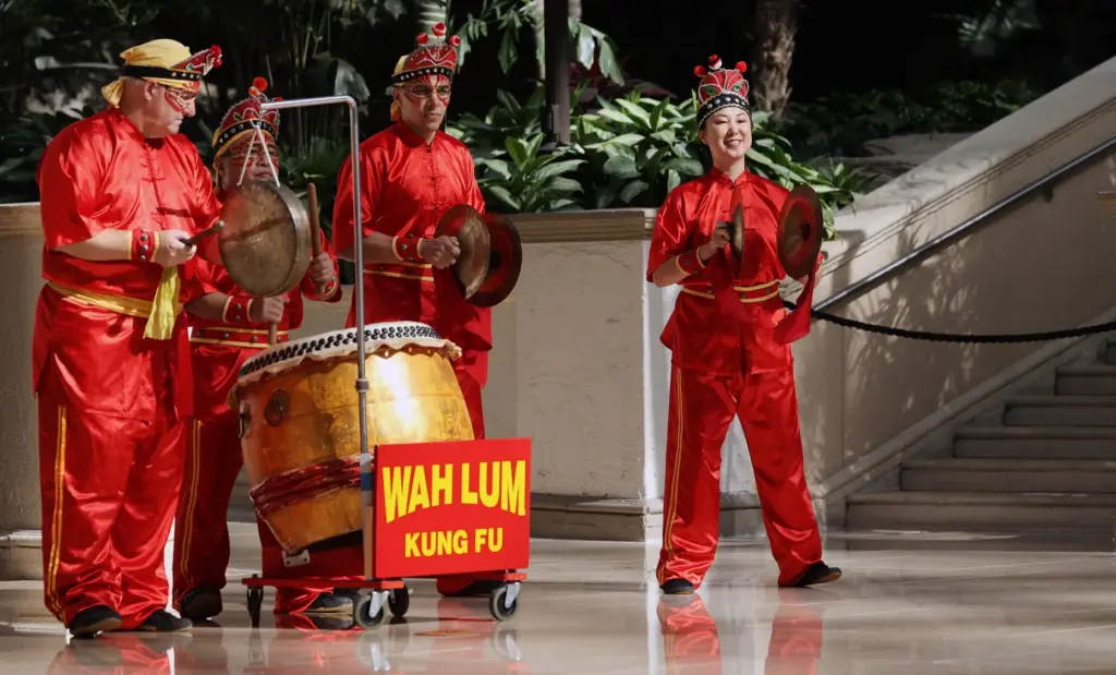 The Wah Lum Templeâs Chinese Dragon Dance perform during the...